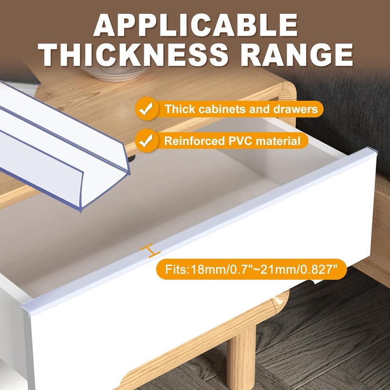 CHolic 20 Pcs 18" Length 3/4" Thick Cabinet Edge Protector, Plastic Drawer Protector Edge Guard, Clear Cabinet Protector for Kitchen, Bathroom and Office - Image 3